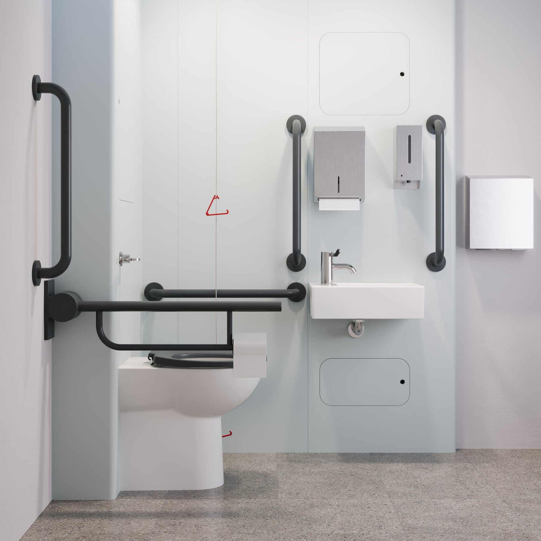Cesco panel with charcoal grab rails