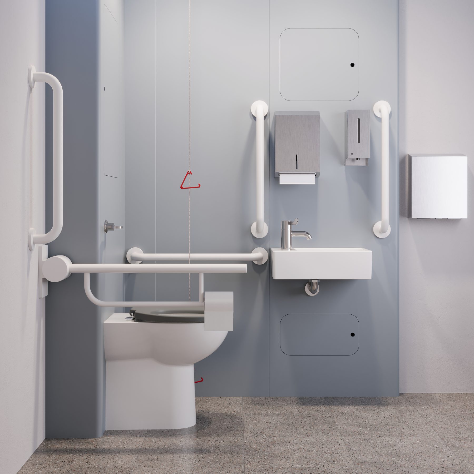 Cloud Grey panel with white grab rails