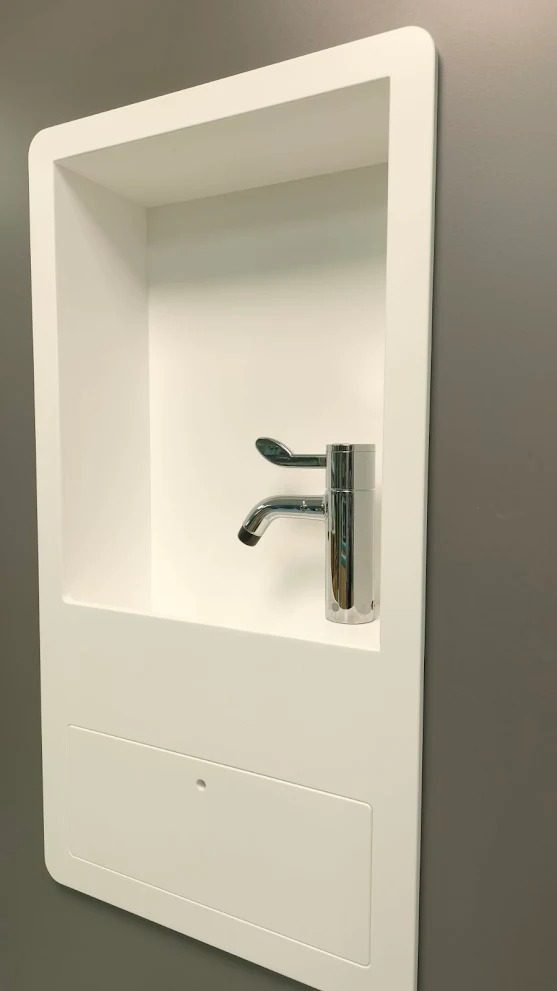 In-wall solid surface wash unit